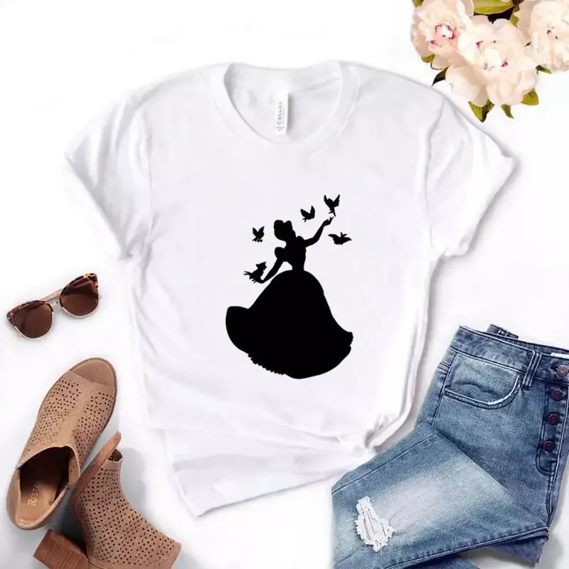 Gift Lady Yong Girl 6 Color Top Tee  bird princess Print Women tshirt Cotton Hipster Funny t-shirt y2k top  crop top