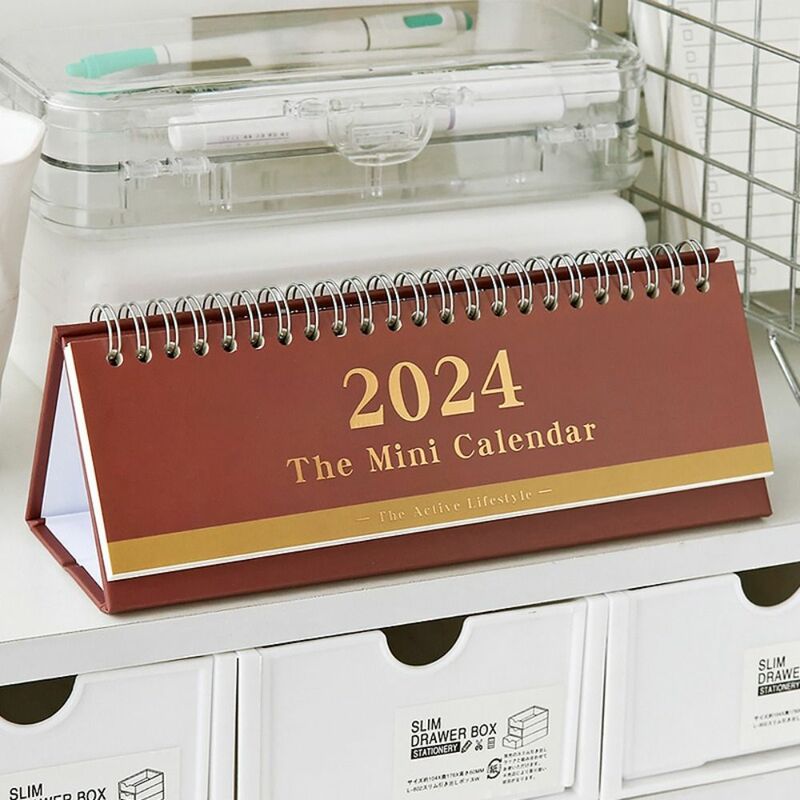 2024 kalender meja berdiri Flip Desktop untuk merencanakan pengaturan harian jadwal bulanan alat tulis sekolah rumah