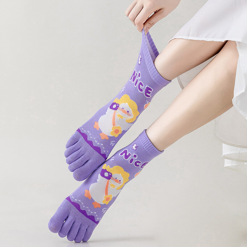 Frühling Herbst fünf Finger Frauen Socken Cartoon niedlichen Split-Toe atmungsaktive Japan Kawaii Baumwolle Damen Split Harajuku Zehen socken
