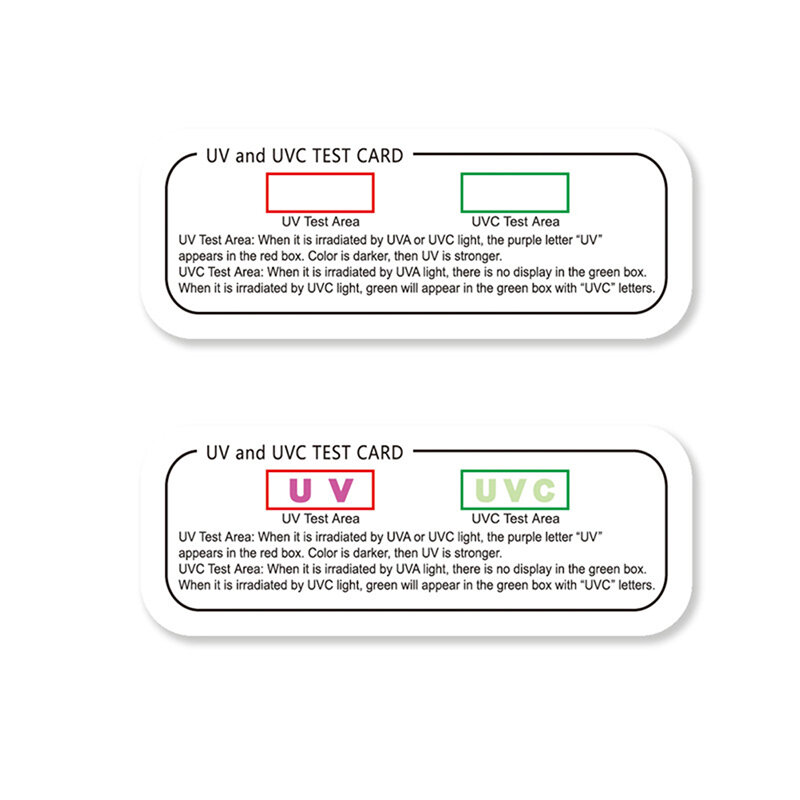 UVC-UVA 테스트 카드, 광학 테스트 카드, 광학 파장 표시기 카드, 10 개
