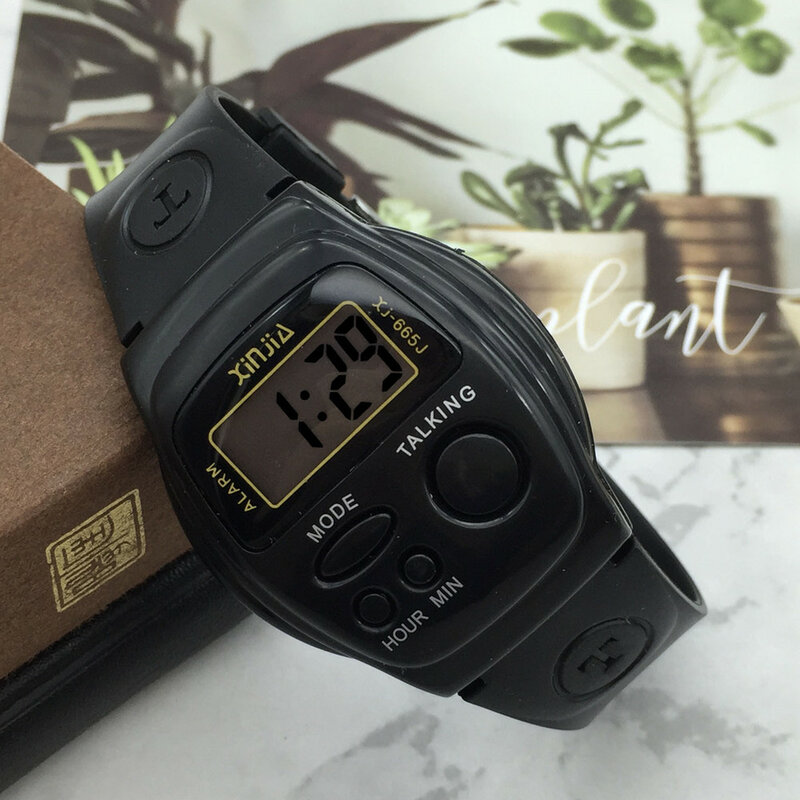 Multifuncional French Talking Wristwatch, Relógios Esportivos Eletrônicos com Alarme, 665TF