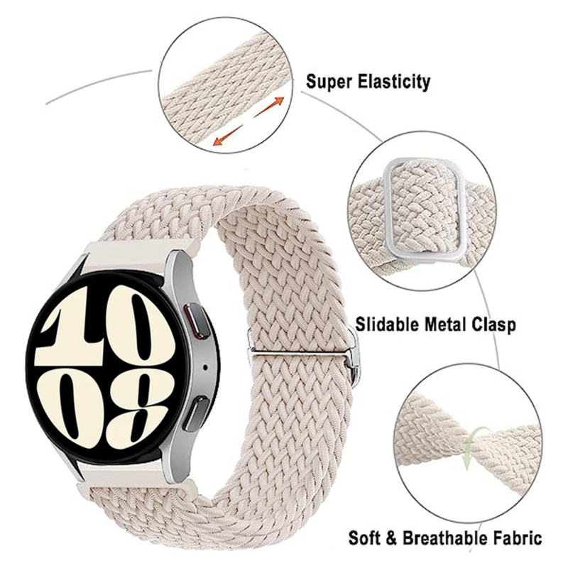 Bracelet Tressé à Boucle Unique pour Samsung Galaxy Watch 4/5/6/5 pro/6 Classic/Gear s3/Active 2, Huawei IGHT2e 3 4, 20mm/22mm