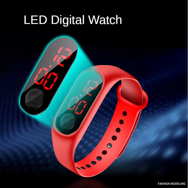 Jam tangan Led Digital luar ruangan jam tangan olahraga elektronik jam tangan silikon warna sederhana hadiah siswa Relogio