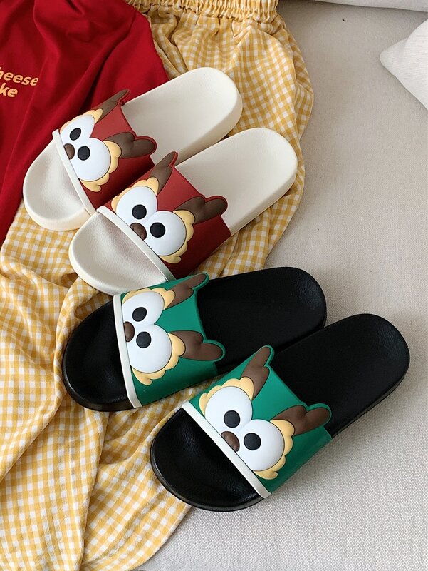 Couples Outwear Slippers Man Women Summer Non Slip Home China-Chic Big Eyed Dragon Slippers Cartoon Sandals Large Size 47
