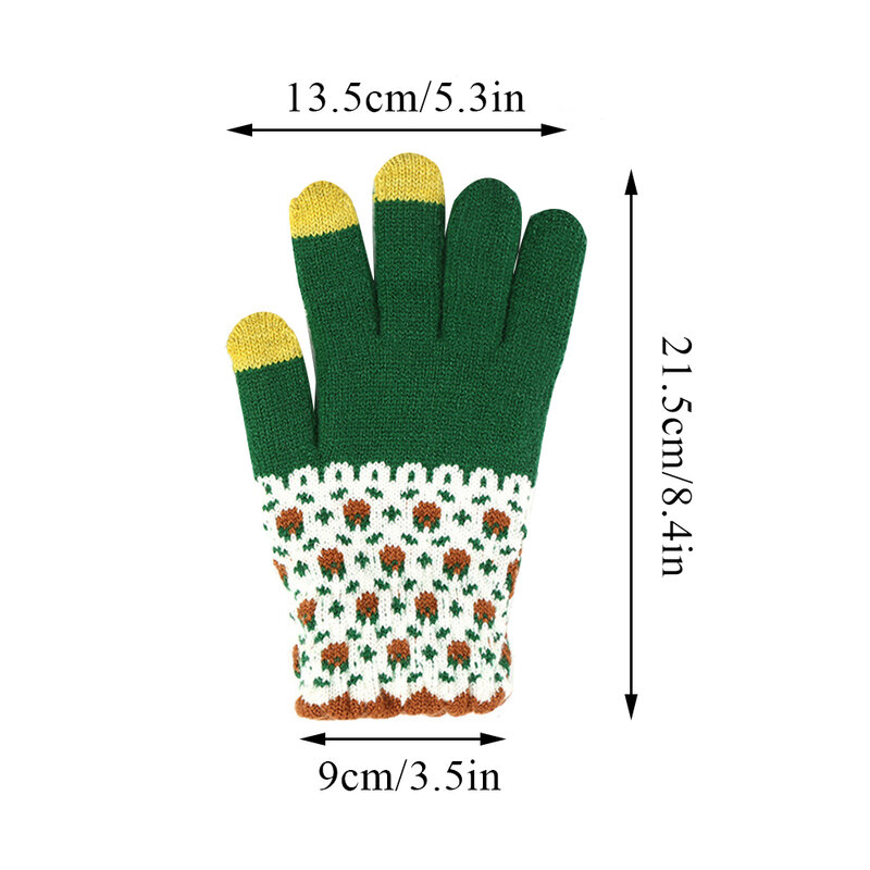 Damskie zimowe rękawiczki Patchework z ekranem dotykowym zagęszczają ciepłe dzianinowe rękawiczki wełniane pełne palce rękawice narciarskie na zewnątrz