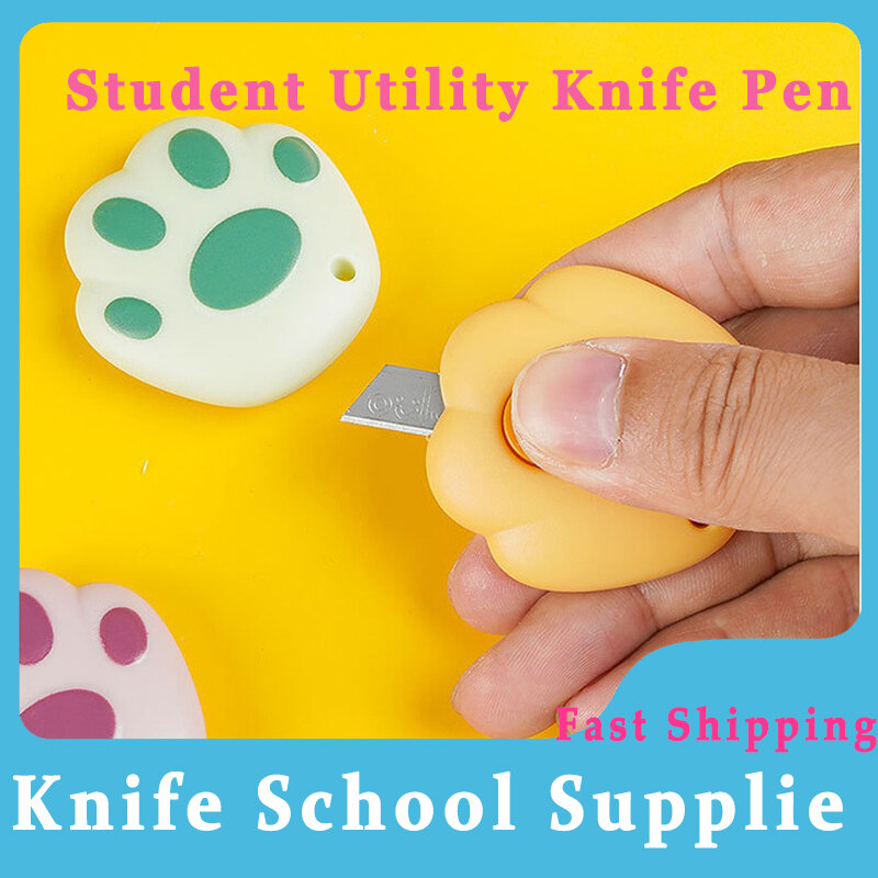 Art Knife Cute Paper Cut Knife Pen Student Refill Set DIY Craft Supplies Art Utility Knife Cut Stickers Scrapbooking Cutting Too