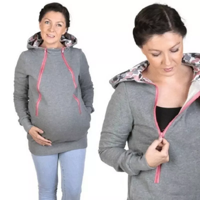 Abbigliamento premaman 2 in 1 cappuccio multifunzionale giacche calde solide maglione per l'allattamento al seno all'aperto della madre dopo il parto cappotti morbidi
