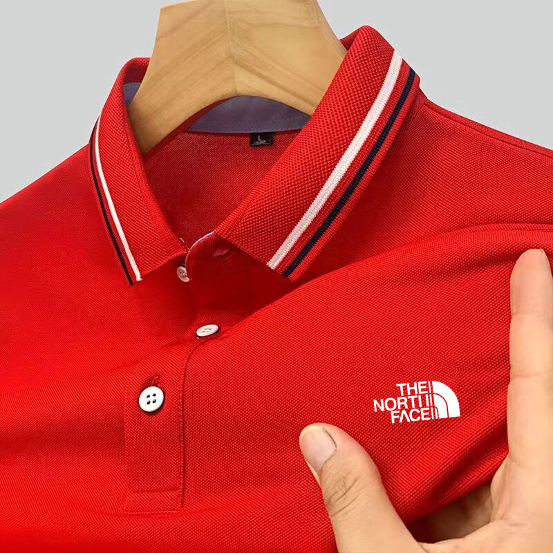 Camisa polo masculina de manga curta, camisa estampada de negócios, top absorvente de suor, verão, marca, 2022