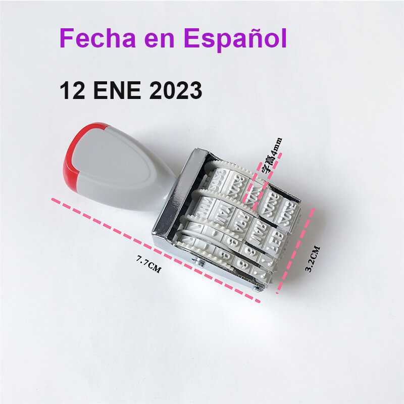 Cute Date Stamp In Spanish French English for Planner Bussiness Adjustable Rubber Stamp Ink Pad Date Diary School Stationery