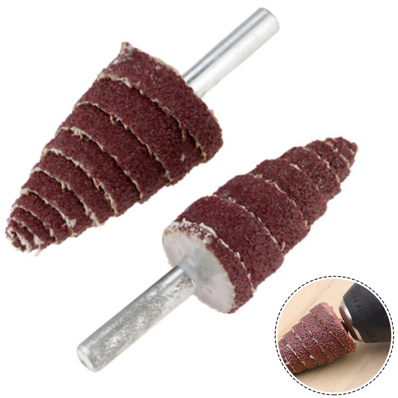 Cabeças de moagem cilíndricas mangas abrasivas bandas de lixamento 3mm haste 80 grão cone afilado polimento roda ferramentas abrasivas