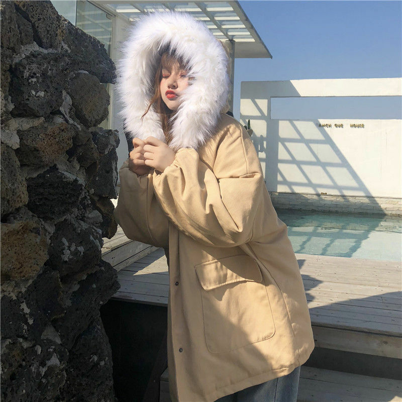 Parkas ผู้หญิง Hooded หนาความร้อนหลวมเดียว Breasted ฤดูหนาว All-Match Casual Basic สบายแฟชั่นขายร้อนเกาหลีสไตล์