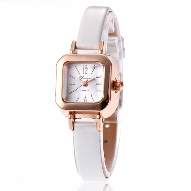 Relógio de quartzo analógico clássico feminino, relógio de pulso quadrado, presente para natal e aniversário