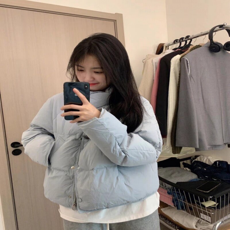 Blue Short Style down Jacket Women's 2023 New Thickened White Duck down Winter High Quality Coat