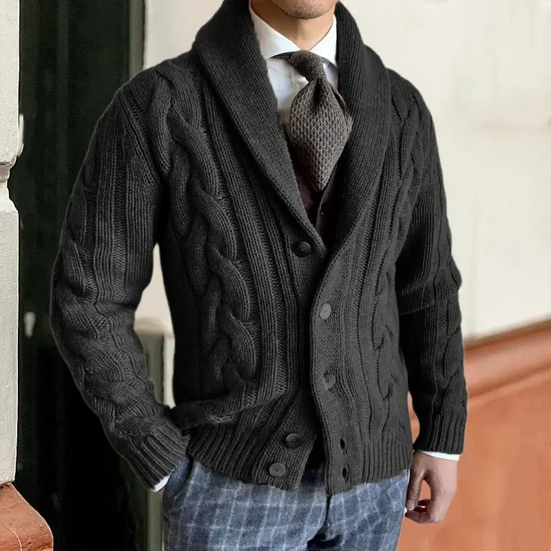 Herbst Winter warme Pullover Herren Strickjacke gestrickt Langarm Brust Kragen Jacke Mantel männlich lässig Mode Strickwaren Kleidung