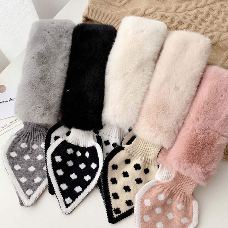 女性のための豪華なフェイクウサギの毛皮のスカーフ、のぞき見のスカーフ、暖かいニット、クロスネックウォーマー、防風リング、韓国、冬
