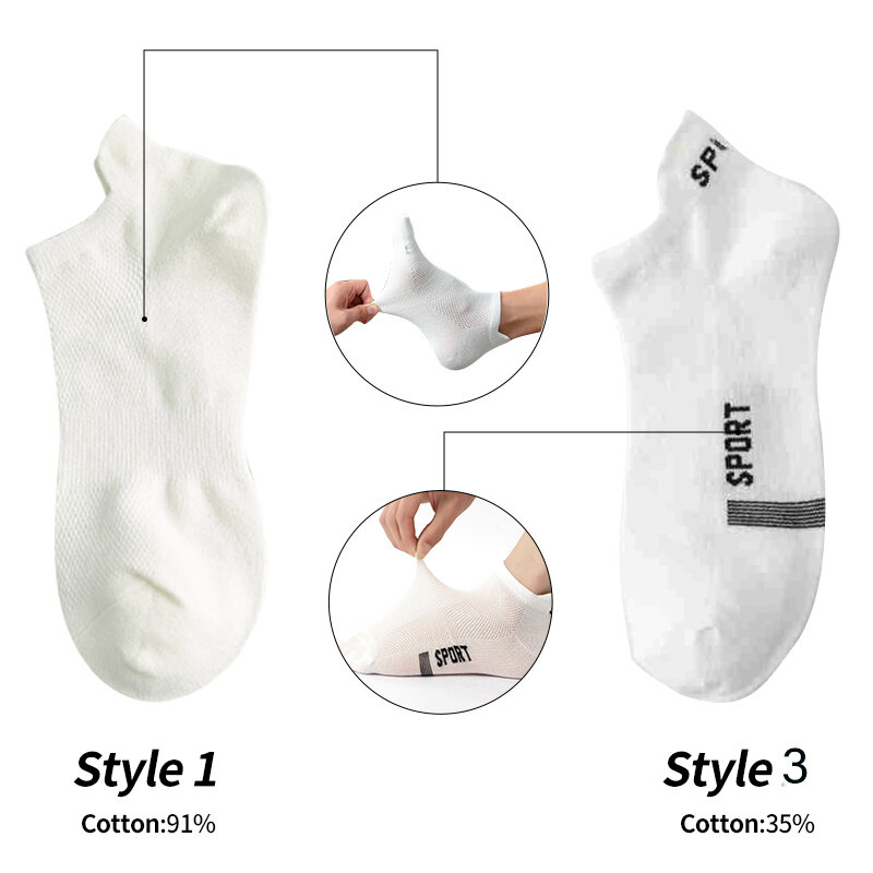 Meias curtas de algodão para homens, malha respirável, confortável, casual para meias, moda de rua, 4 pares