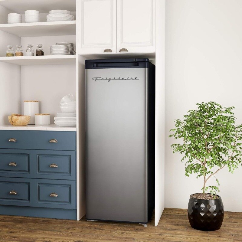 Холодильник вертикальный морозильник 6,5 кубических футов из нержавеющей стали, Платиновый Дизайн, серебристый