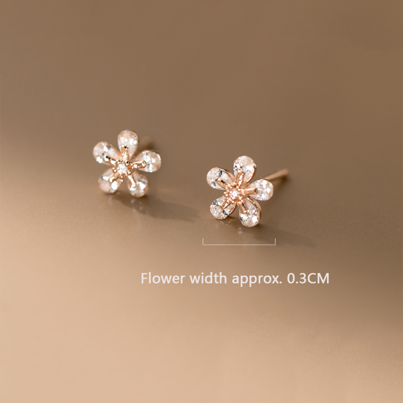KAMIRA 925 perak murni Mode Korea bunga zirkon anting Stud untuk wanita pernikahan elegan mengkilap kristal anting perhiasan