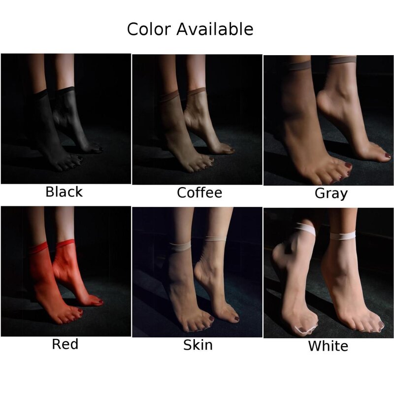 Short Stockings Women Socks Daily Leightweight Nylon See Through Sexy Sheer Solid Transparent Ultra-thin 3 Pairs