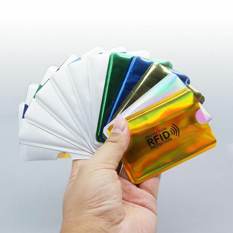 Anti-Scan Alumínio Titular do Cartão de Crédito, NFC RFID Bloqueio Proteção Cartão, Banco ID Card Protector Covers, Manga, 5 Pcs