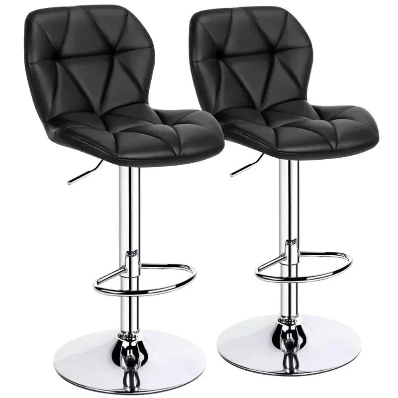 BOUSSAC-Tabouret de bar sans bras en similicuir, moderne et réglable, noir, lot de 2