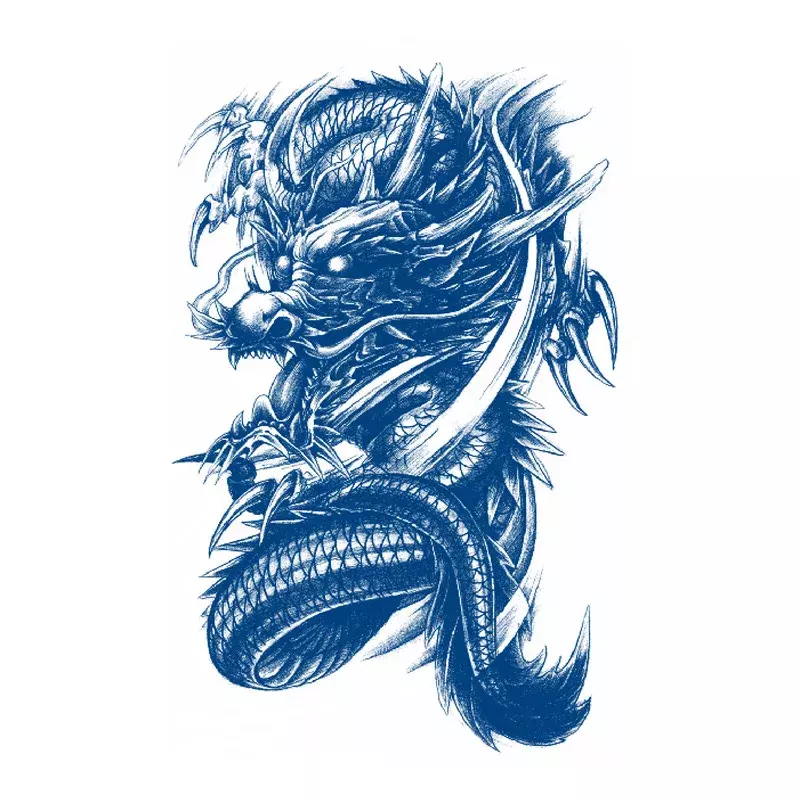 1 قطعة حجم كبير الأزرق ثعبان مقاوم للماء لصاقات وشم مؤقت للنساء الرجال هيئة الفن الخصر الشارات وهمية تاتو Tatuajes المؤقتة