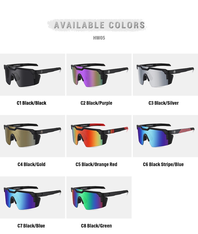 Kacamata hitam merek gelombang panas mewah kualitas tinggi baru kacamata hitam Pria Wanita bersepeda lensa gabungan persegi UV400