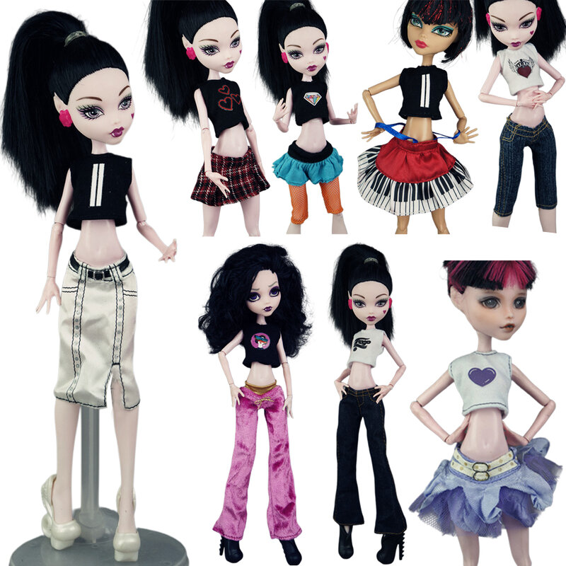Pakaian campuran untuk Monster pakaian boneka tinggi mode kacamata mainan rok gaun pesta untuk aksesoris boneka tinggi JJ