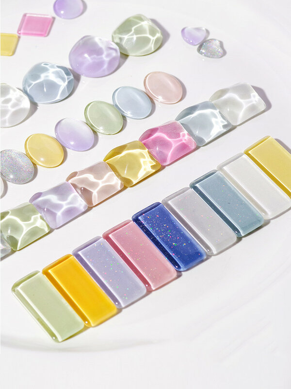 40pcs Glass Color Card Transparent Tips Nail Tips Flat Back UV/Gel/Polish For Manicure Display Color Card Chart Nails Art Tools