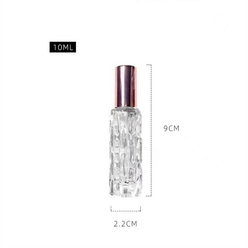 Botella de Perfume recargable portátil de vidrio rosa dorado, contenedor de cosméticos, atomizador de aerosol vacío, subbotella de muestra pequeña de viaje, 10ml