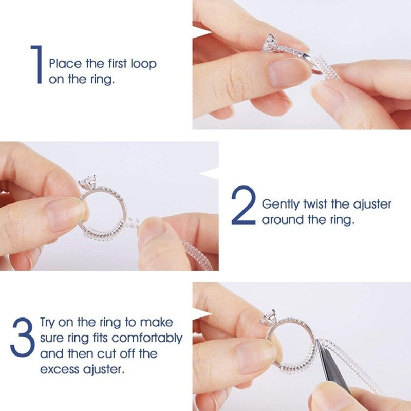 16Pcs/set Transparent Resizer Reducer Guard to Make Jewelry Smaller Invisible Ring Size Adjuster for Loose Ring Adjuster H8WF