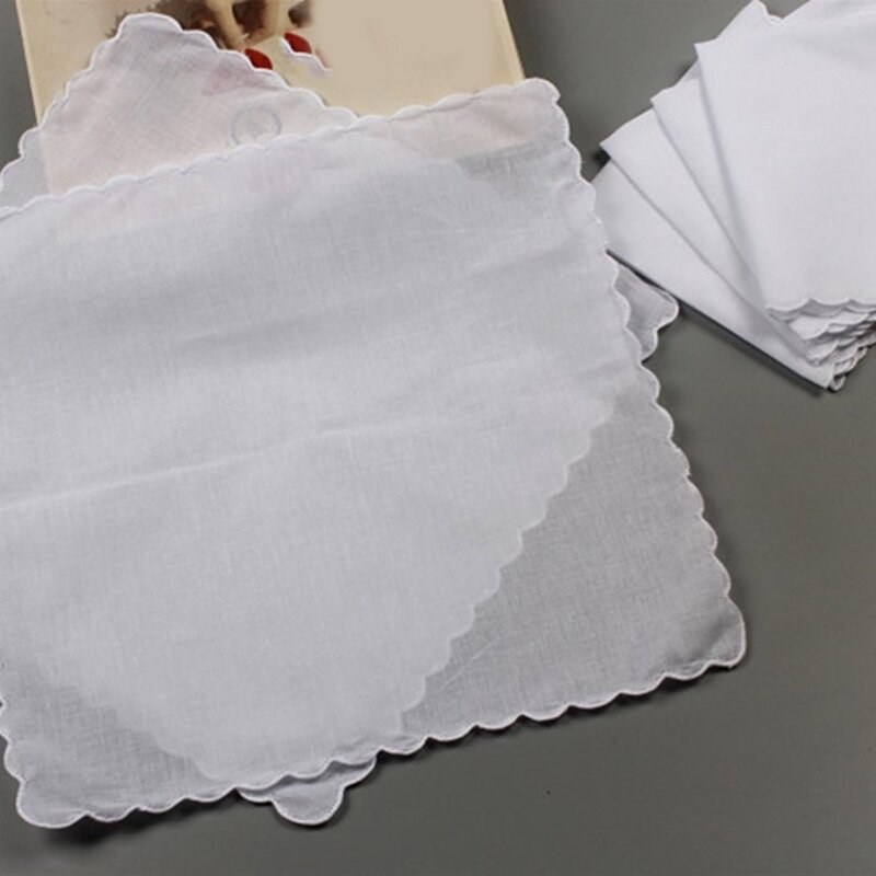 3PCS Gentleman White Handkerchief Square Handkerchief Embroidery Tie Dye Square Useful Handkerchief for Woman Male