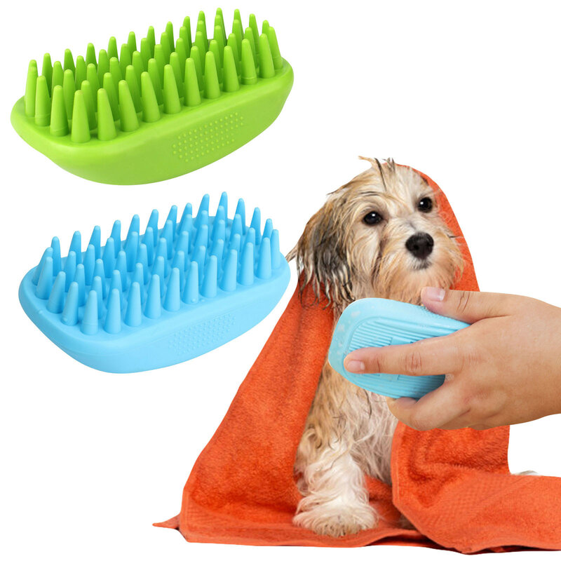 Pet Bath Brush Rubber Comb Hair Removal Brush Pet Dog Cat Grooming Cleaning Glove Massage Pet Hair Care Tool Stainless Comb