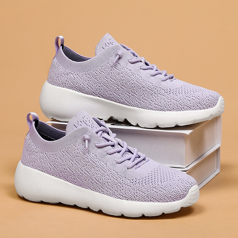 Women Men Sneakers Breathable Sock Shoes Outdoor Low Top Casual Shoes for Walking Jogging Thick Soled Cushioning Mesh Size 35-46