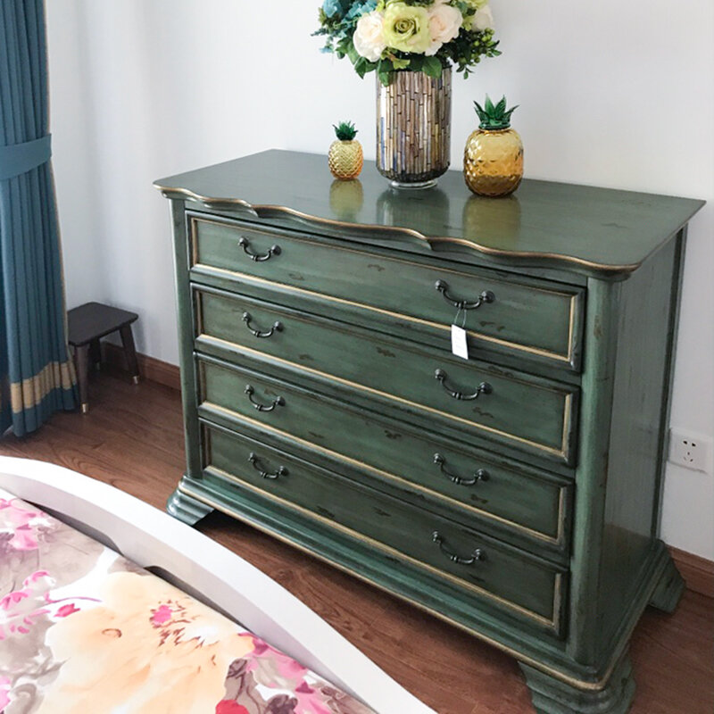 Country Entrance Cabinet Medick Hall Cabinet Bedroom Solid Wood Locker Chest of Drawers Decoration Side Cabinet