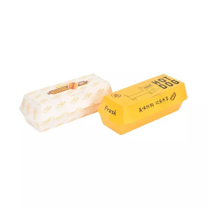 Prodotto personalizzato prezzo di fabbrica riciclare la scatola di imballaggio per hot dog fast food in carta di cartone in vendita