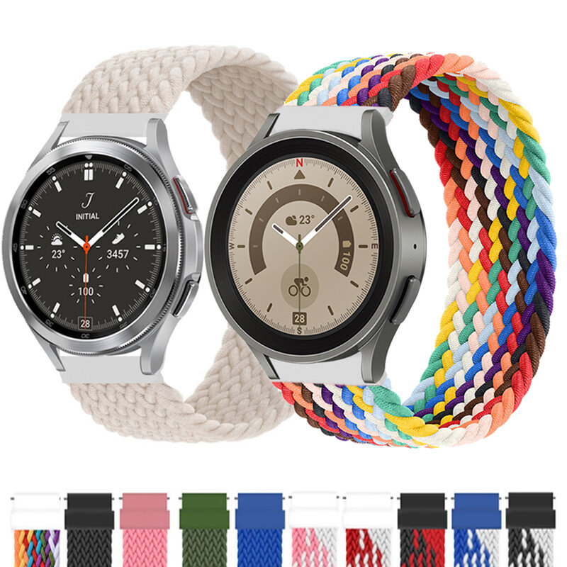Bracelete de Loop Solo Trançado, 20mm, 22mm Band para Samsung Galaxy Watch 6, 4, 3, 5 Pro, Active 2, Gear, S3, Huawei Watch GT 2, 3 Strap