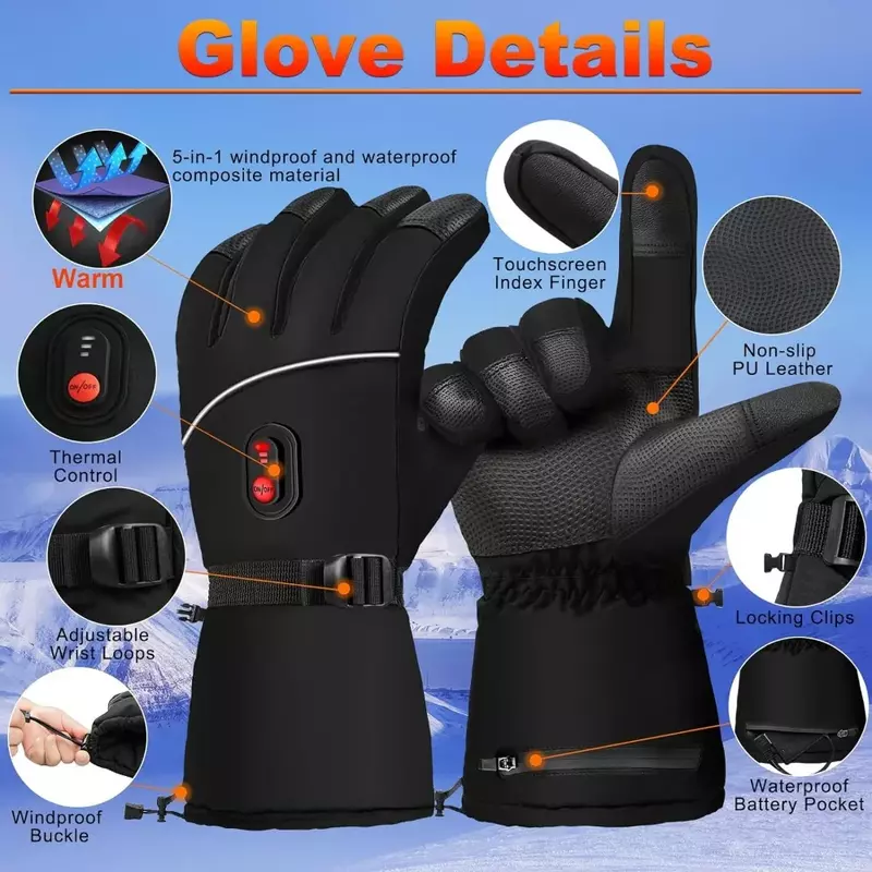 Gants électriques métropolitains pour hommes et femmes, chauffe-mains de camping, cyclisme, ski, gants de travail en cadeau