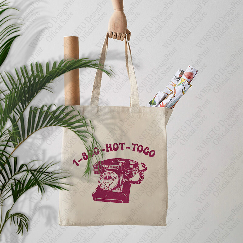 1 pc Hot To Go pattern Tote Bag borsa a tracolla in tela per il viaggio quotidiano borsa per la spesa riutilizzabile da donna, borsa a tracolla