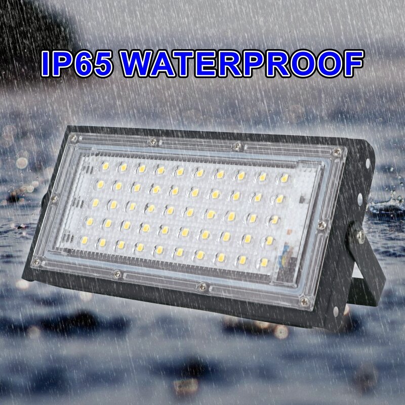 Impermeável LED Flood Light, holofote ao ar livre, iluminação de paisagem, lâmpada de rua, refletor Spotlight, IP65, CA 220V, 230V, 240V, 50W