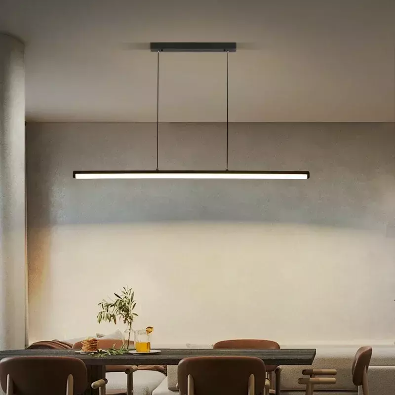 Lámpara colgante LED moderna, iluminación de tira larga de aluminio minimalista para Bar, comedor, sala de estar, accesorios de decoración de dormitorio