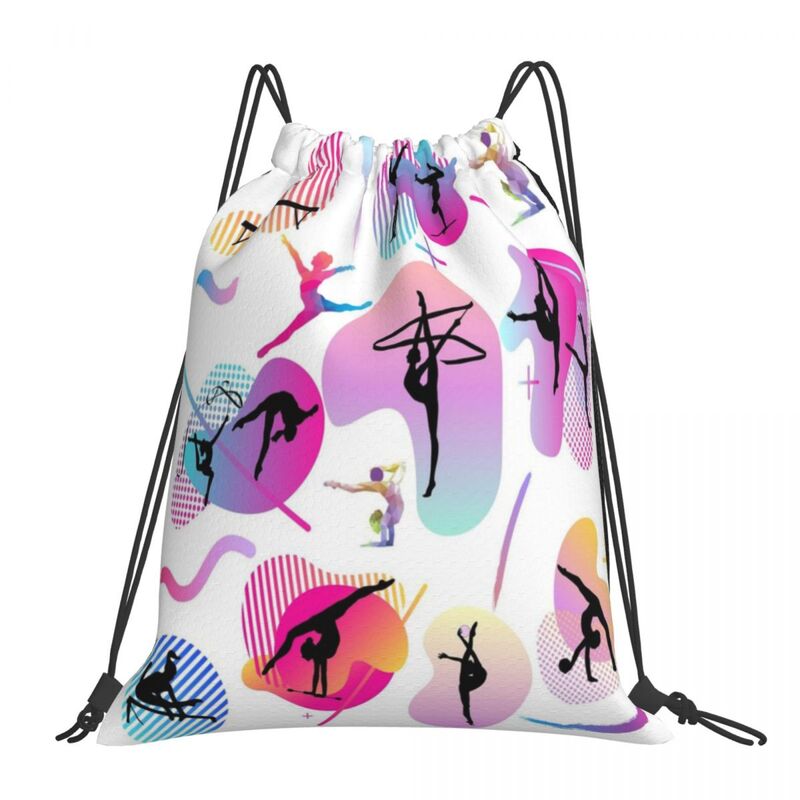 Gymnastics Print Backpacks Casual Portable Drawstring Bags Drawstring Bundle Pocket Storage Bag BookBag For Man Woman School