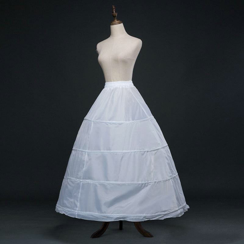 Enagua blanca De 4 aros para vestido De Novia, accesorios De boda, crinolina, falda larga barata, velo De Novia