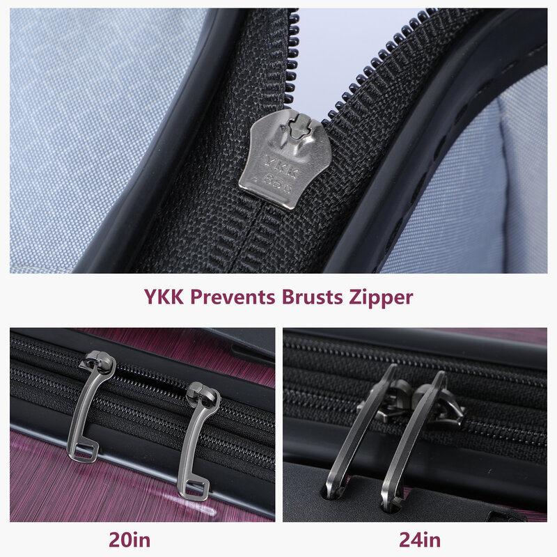 Juego de equipaje de 3 piezas, 21/24/28, bolsillo frontal para portátil y ABS expandible + PC, maleta rígida ligera, ruedas giratorias, bloqueo TSA rojo