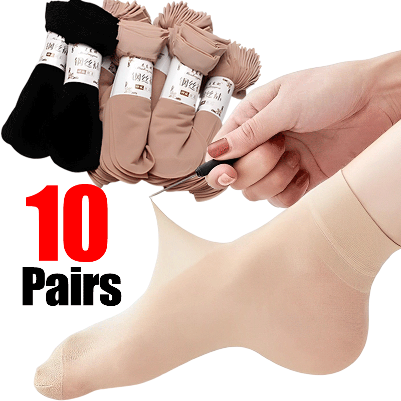 10Pairs Sexy Ultra-thin Elastic Silky Short Silk Stockings Women Girls Ankle Socks Summer Transparent Crystal Invisible Socks