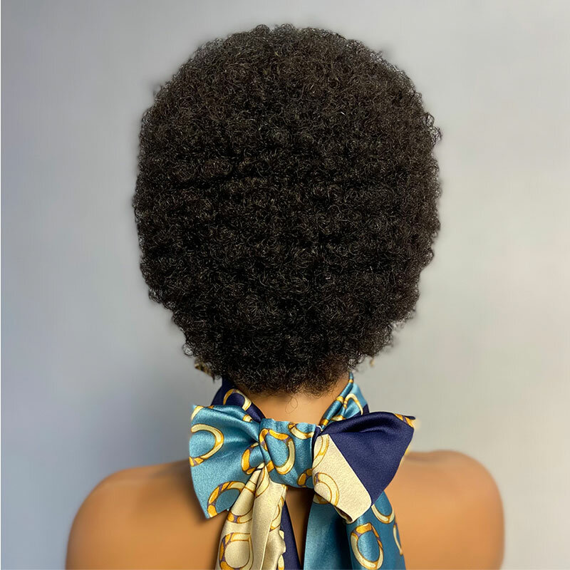 DreamDiana-peluca corta africana con corte Pixie, cabello humano malayo, hecho a máquina