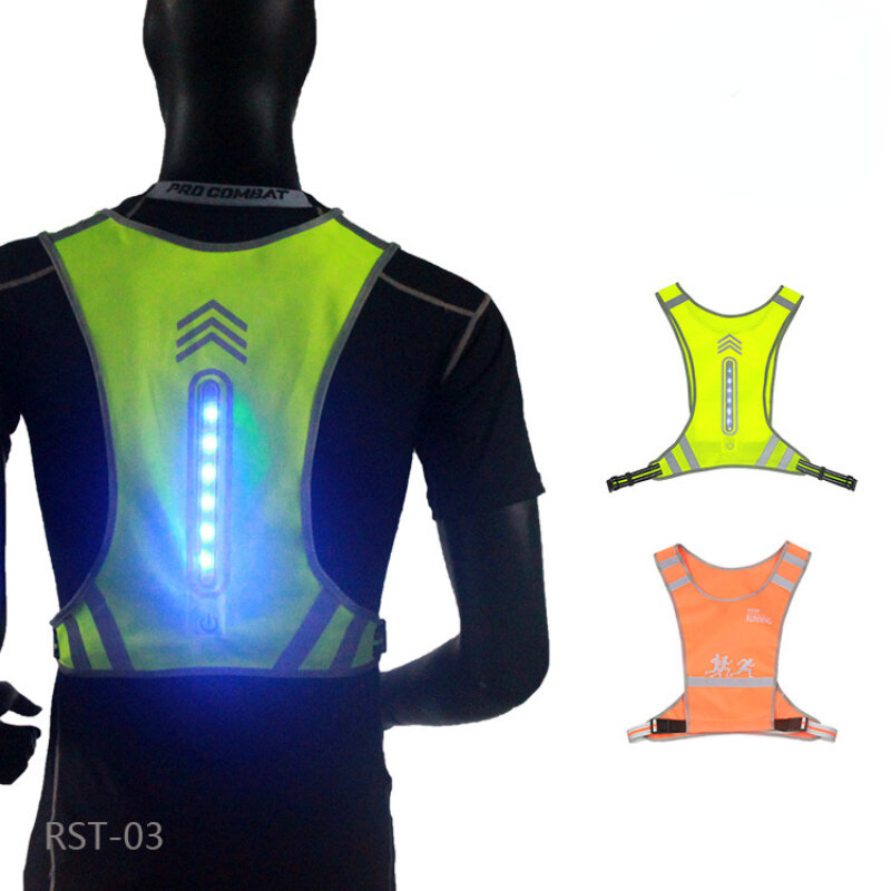 Colete reflexivo para corrida noturna, Colete luminoso LED de carregamento, Ciclismo esportes, Venda quente
