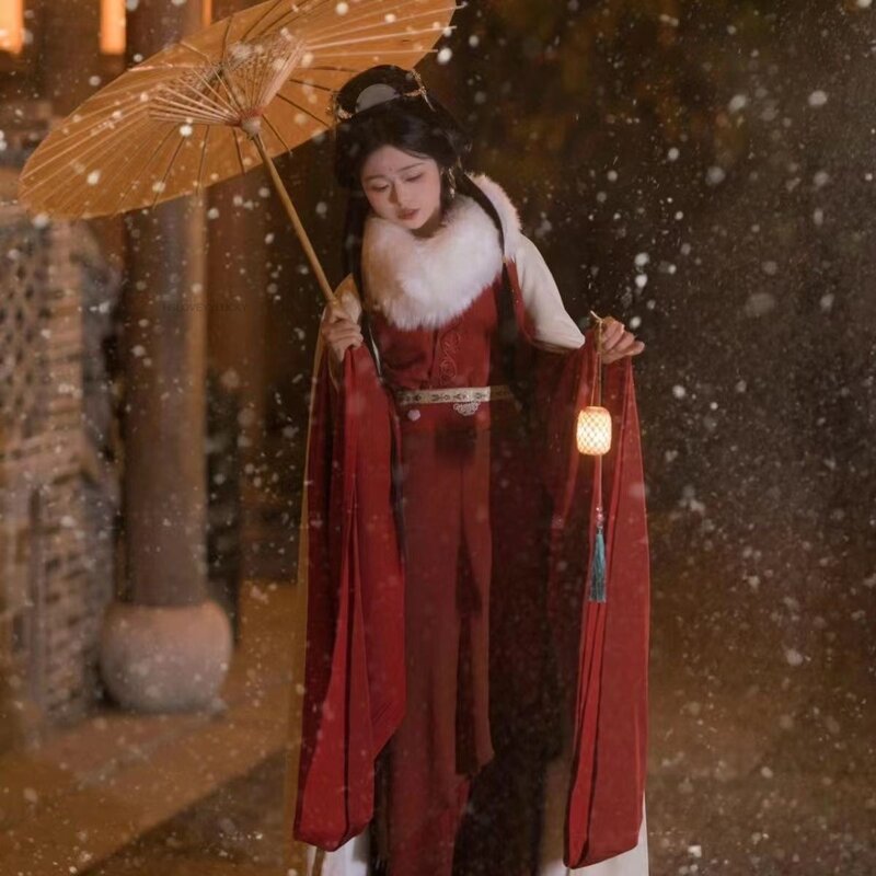 Vestido chinês Fairy Hanfu para mulheres, comprimento da cintura, capa, traje de cosplay feminino elegante, roupa de festa, Wei Jin, jovem senhora, melhorado