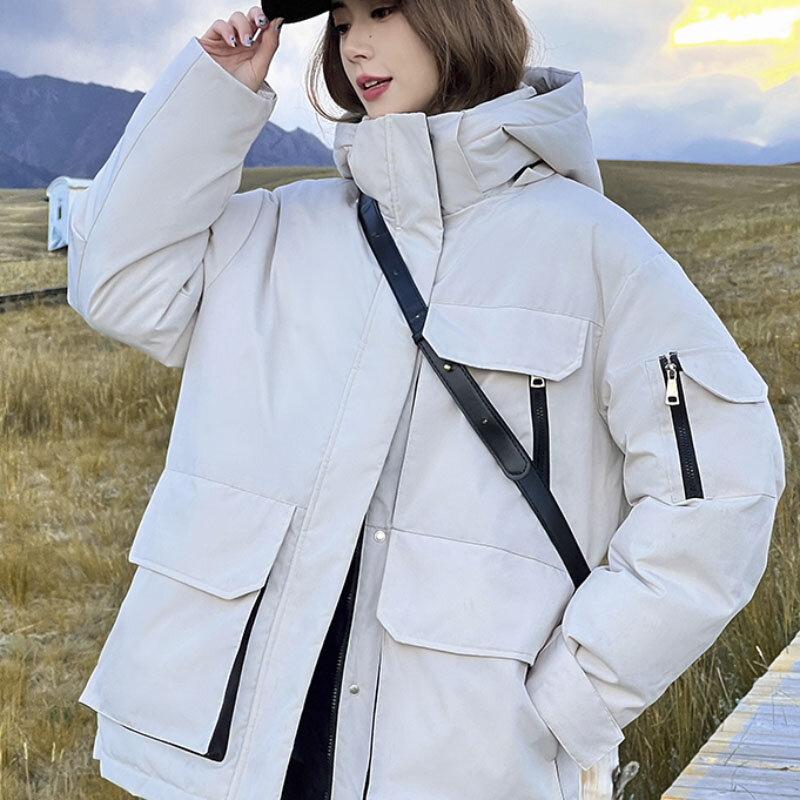 Женская Повседневная теплая зимняя куртка, свободная верхняя одежда в Корейском стиле, пальто большого размера с хлопковой подкладкой, Топ в стиле Харадзюку, 2023