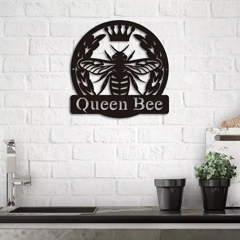 Bee Queen монограмма металлическая настенная подвесная вывеска идеальное настенное Искусство Декор для вашего патио сада или новоселье подарок арт-Декор на стену